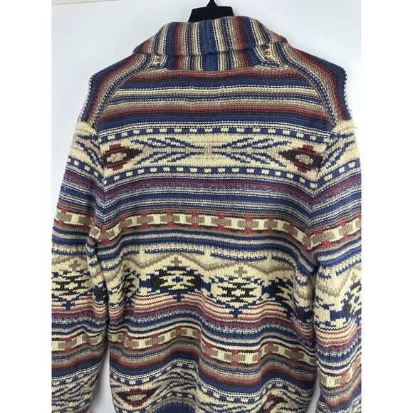 American Eagle Shawl Collar Cardigan Southwestern Heavy Knit Tribal Aztec - Picture 9 of 16